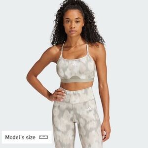 adidas Aeroreact Training Olive and Cream Camo Crop Sports Bra and Leggings set